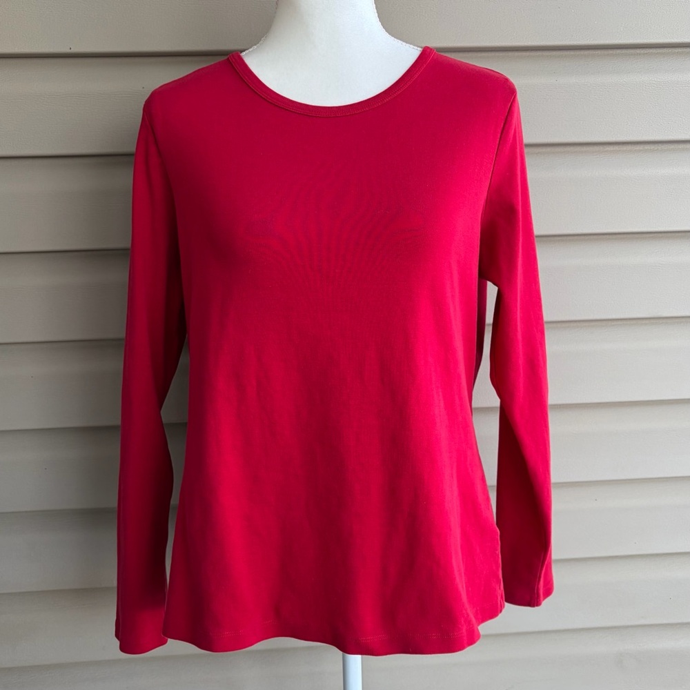 •Lands' End• Red Shaped Fit Long Sleeve Tee - Size Large